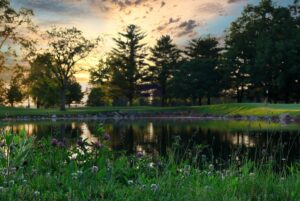 View on golf course across lake at Battle Ground Golf Club